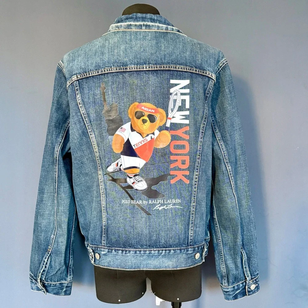 Polo Ralph Lauren Tennis Bear New York Denim Jacket | Size L | 